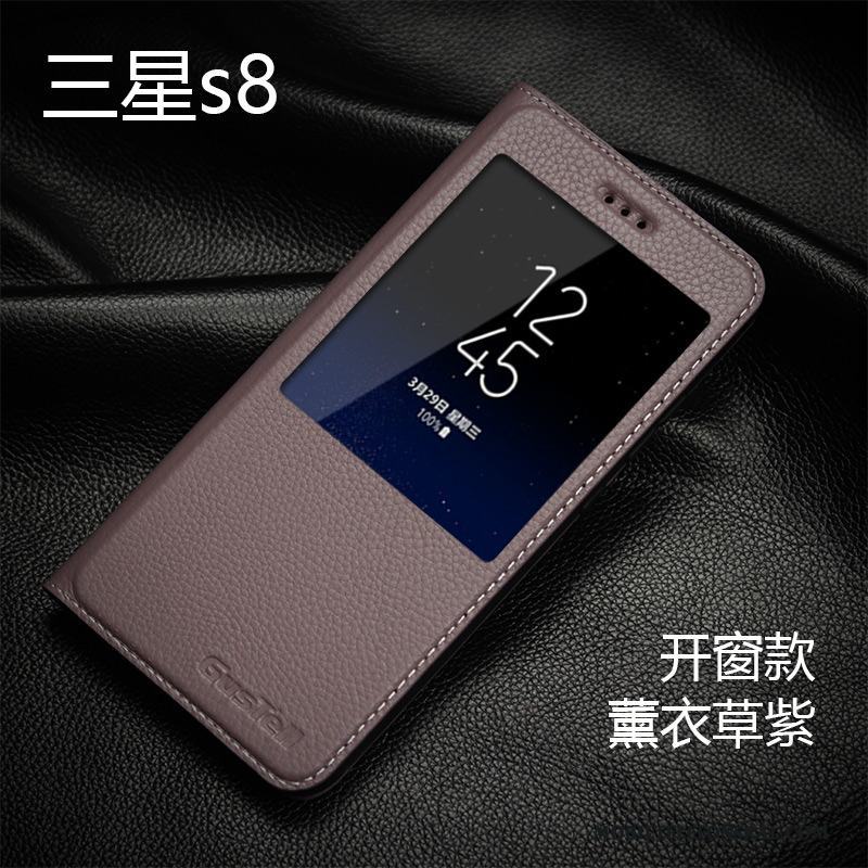 Samsung Galaxy S8 Rosa Skydd Business Äkta Läder Skal Telefon Läderfodral Täcka