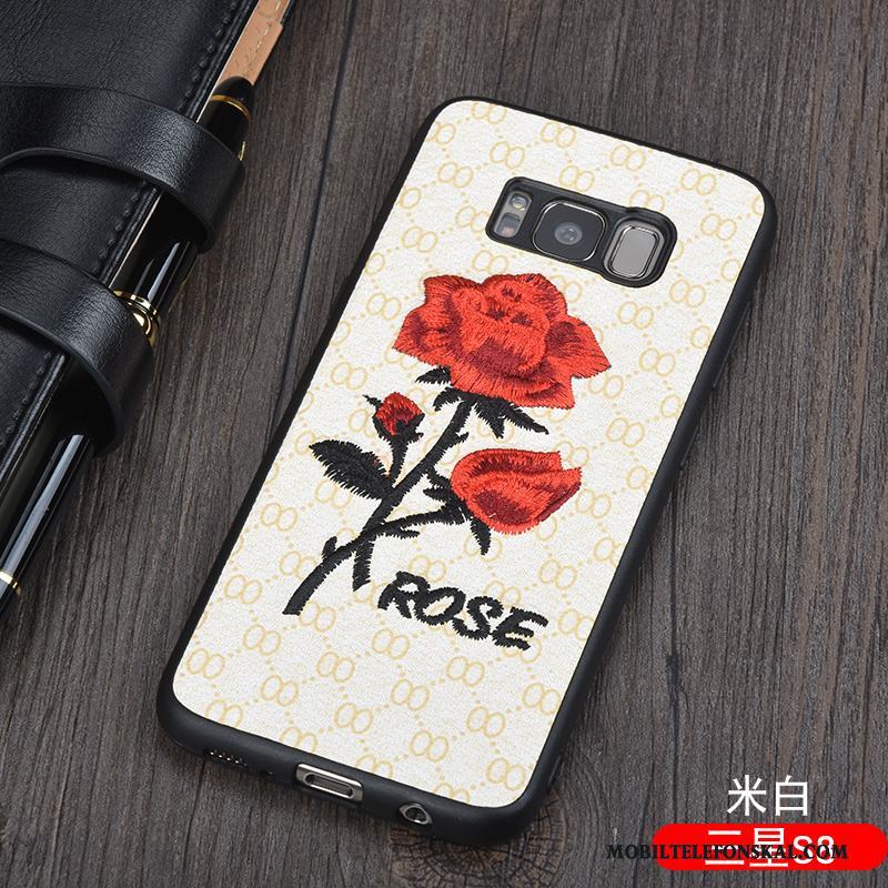 Samsung Galaxy S8 Rose Skydd Grå Skal Telefon Broderi Blommor