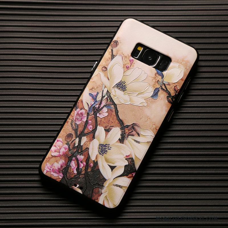 Samsung Galaxy S8 Skal Hängsmycken Blommor Lättnad Fodral Kreativa All Inclusive Röd