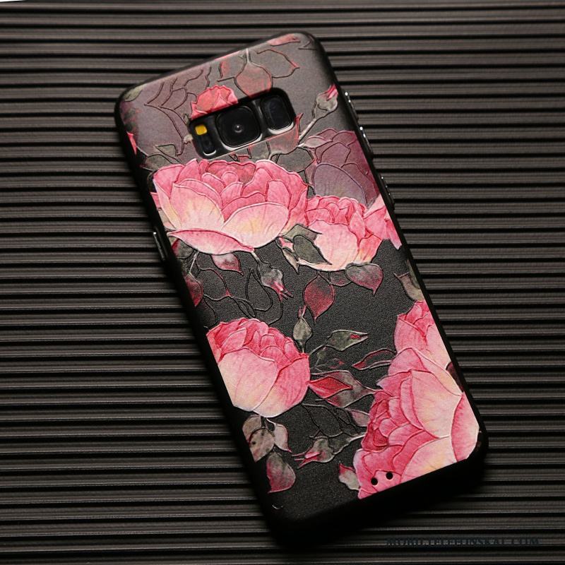 Samsung Galaxy S8 Skal Hängsmycken Blommor Lättnad Fodral Kreativa All Inclusive Röd