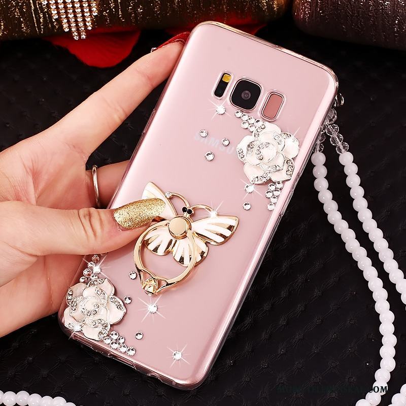 Samsung Galaxy S8 Skal Hängsmycken Silikon Strass Fallskydd Rosa Fodral Stjärna