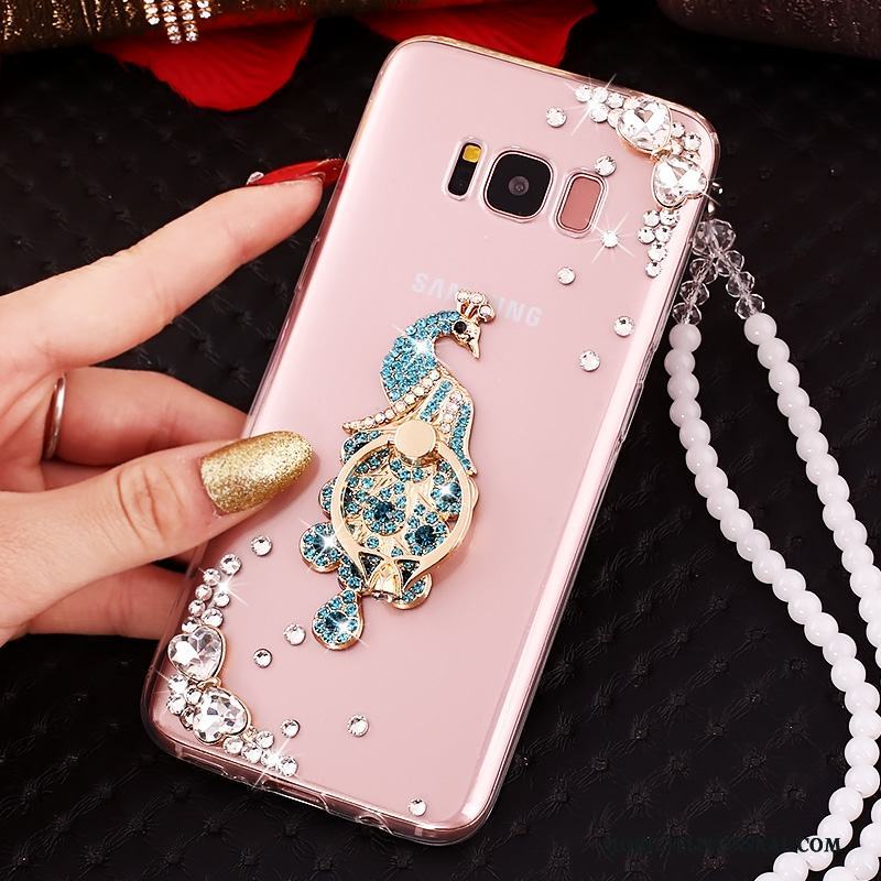 Samsung Galaxy S8 Skal Hängsmycken Silikon Strass Fallskydd Rosa Fodral Stjärna