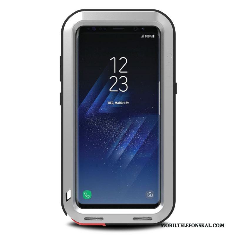 Samsung Galaxy S8 Skal Metall Fallskydd Vit Tre Försvar Stjärna Fodral Mobil Telefon