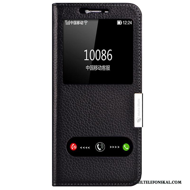 Samsung Galaxy S8 Skydd Röd Skal Fallskydd Öppna Fönstret Läderfodral Äkta Läder