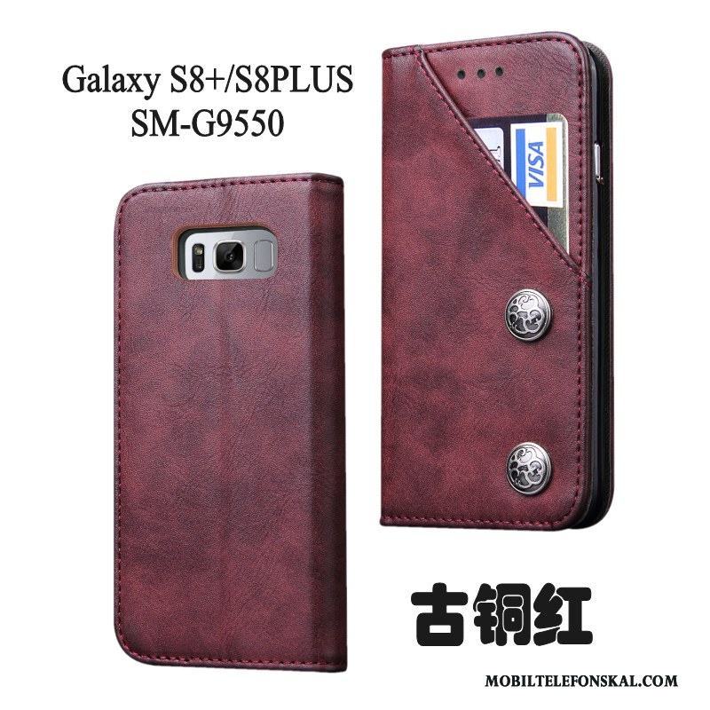 Samsung Galaxy S8+ Skydd Silikon Röd Mjuk Skal Telefon Läderfodral Stjärna