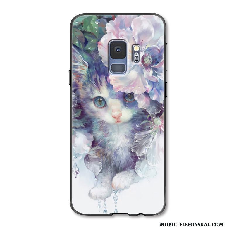 Samsung Galaxy S9 Skal Blommor Stjärna Lättnad Svart Trend Varumärke Lyxiga Katt