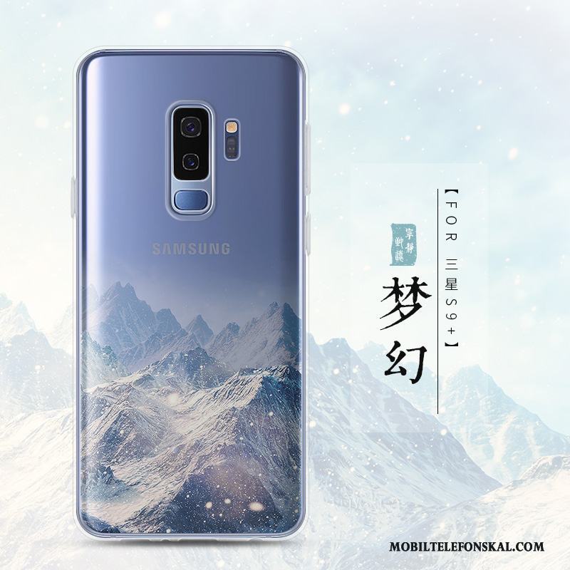 Samsung Galaxy S9+ Skal Fallskydd Purpur Landskap Silikon Fodral Mjuk Stjärna