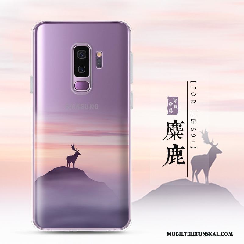 Samsung Galaxy S9+ Skal Fallskydd Purpur Landskap Silikon Fodral Mjuk Stjärna