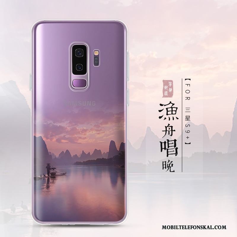 Samsung Galaxy S9+ Skal Fallskydd Purpur Landskap Silikon Fodral Mjuk Stjärna