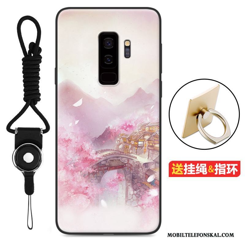 Samsung Galaxy S9+ Skal Fodral Rosa Fallskydd Stjärna Nubuck All Inclusive Tecknat