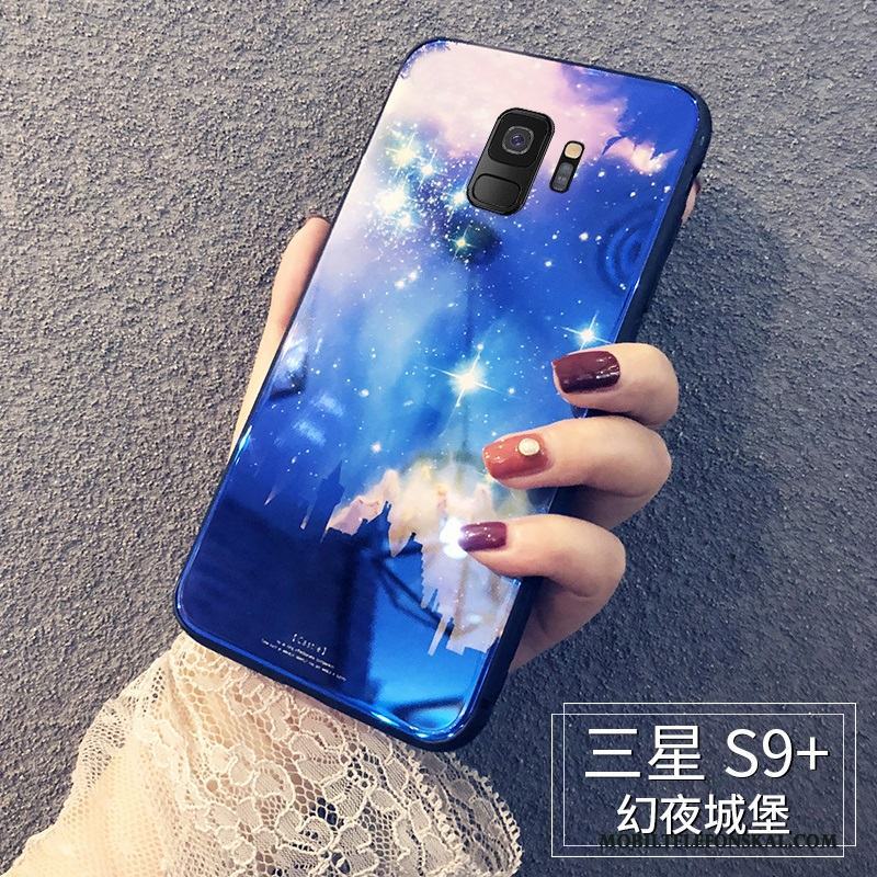 Samsung Galaxy S9+ Skal Kreativa Personlighet Silikon Trend Varumärke Stjärna Fallskydd Glas