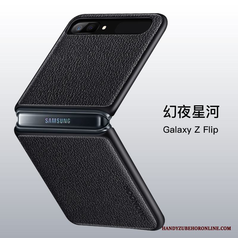 Samsung Z Flip Läderfodral Uniform Skal Skydd Telefon Faldigt All Inclusive