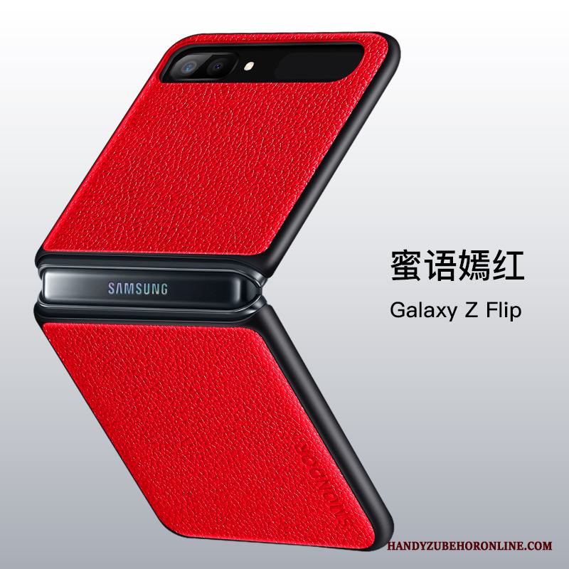 Samsung Z Flip Läderfodral Uniform Skal Skydd Telefon Faldigt All Inclusive