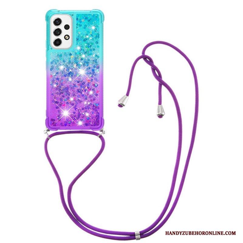 Skal Samsung Galaxy A53 5G Med Snodd Glitter Silikonsladd