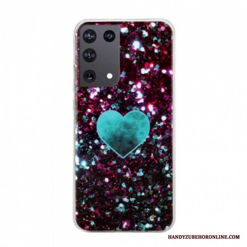 Skal Samsung Galaxy S21 Ultra 5G Glitter Marmor Hjärta