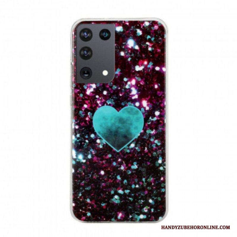 Skal Samsung Galaxy S21 Ultra 5G Glitter Marmor Hjärta