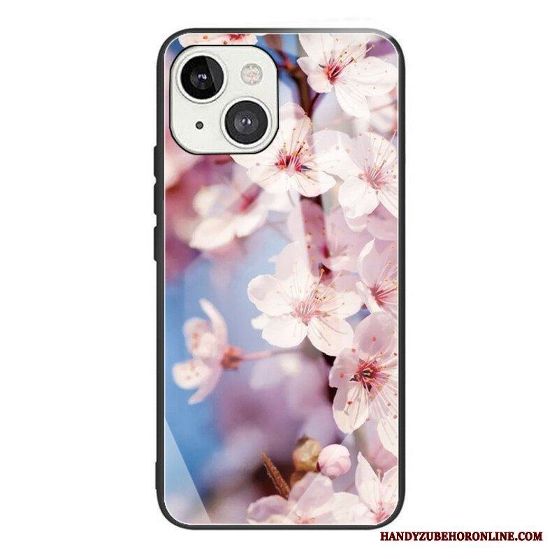 Skal iPhone 13 Mini Realistiska Blommor I Härdat Glas