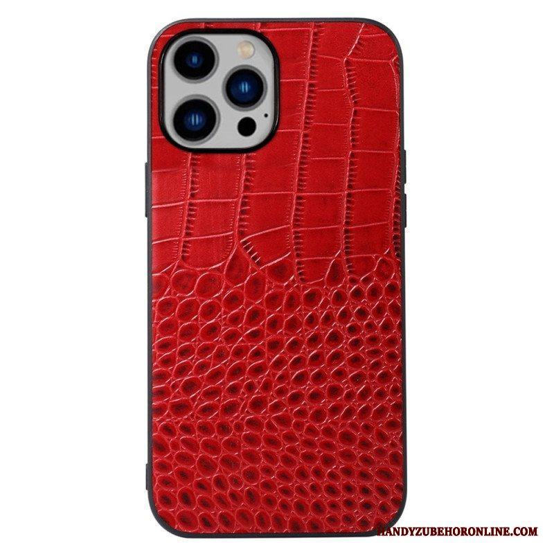 Skal iPhone 14 Plus Äkta Crocodile Texture Läder