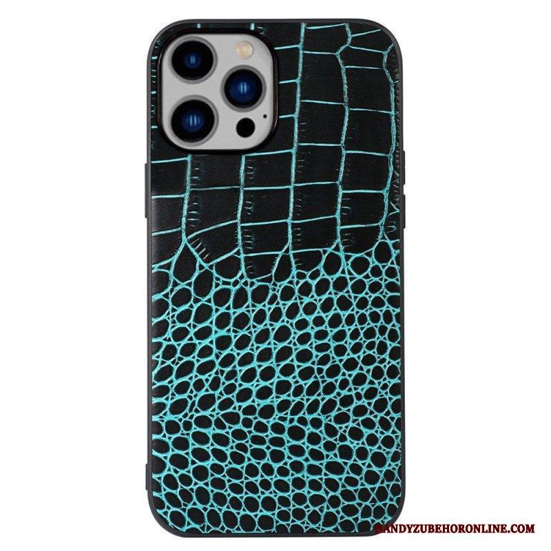 Skal iPhone 14 Plus Äkta Crocodile Texture Läder