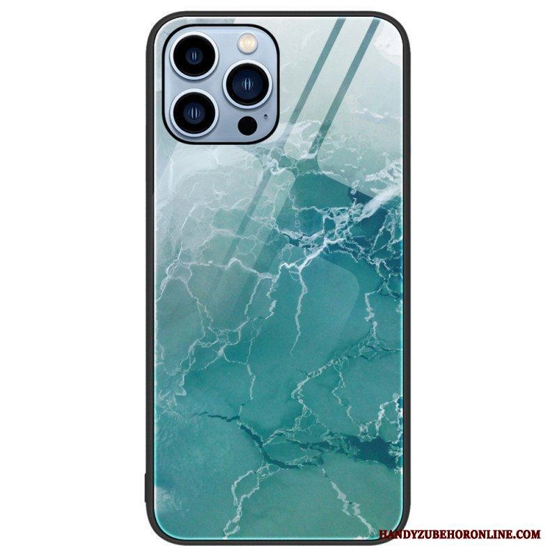 Skal iPhone 14 Pro Marmorfärger Härdat Glas