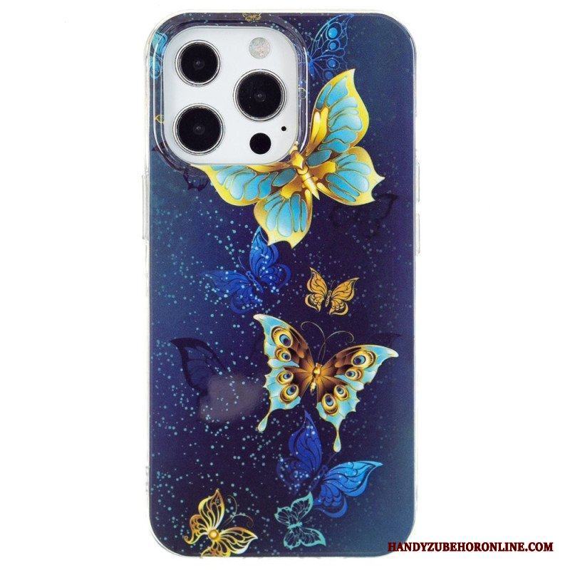 Skal iPhone 15 Pro Fluorescerande Fjärilar