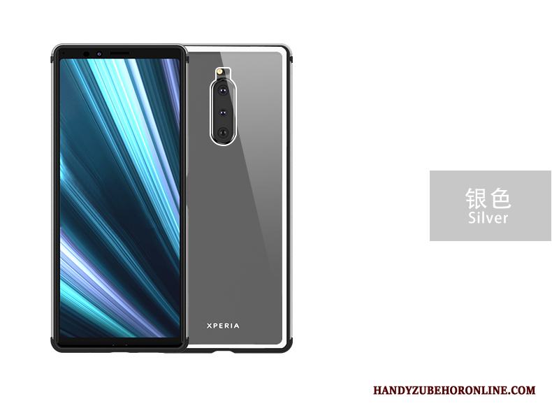 Sony Xperia 1 Metall Trend Glas Skal Telefon Skydd Frame Transparent