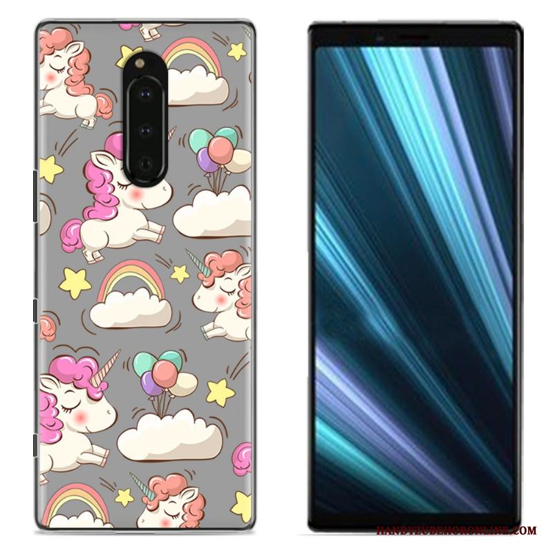 Sony Xperia 1 Målade Duk Rosa Skal Telefon Skydd