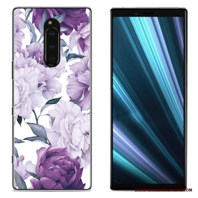 Sony Xperia 1 Målade Duk Rosa Skal Telefon Skydd