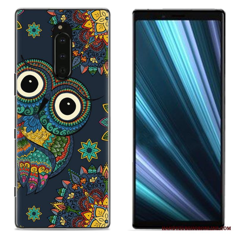 Sony Xperia 1 Målade Duk Rosa Skal Telefon Skydd