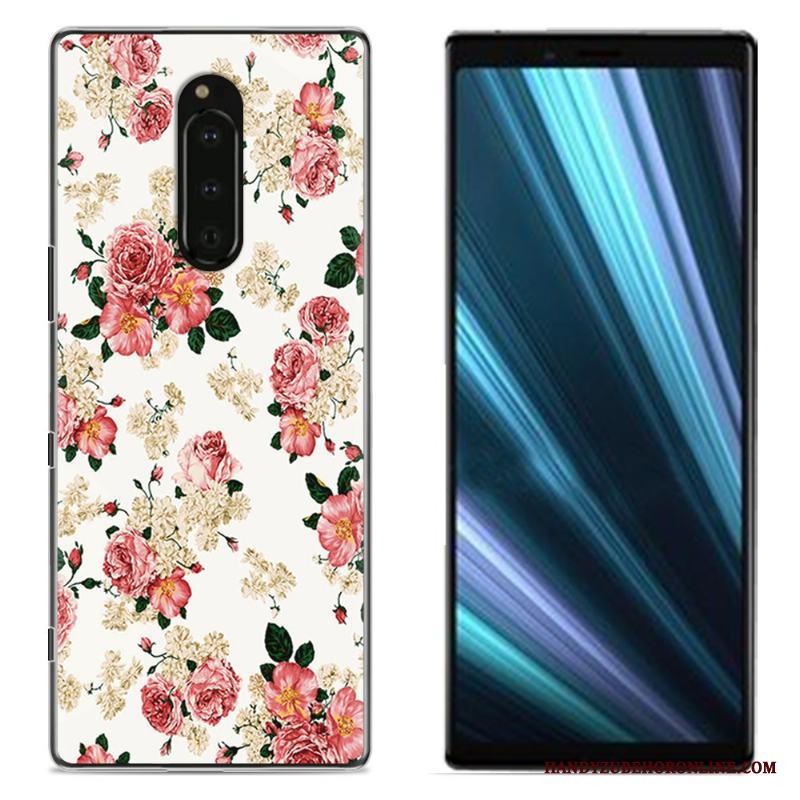 Sony Xperia 1 Målade Duk Rosa Skal Telefon Skydd