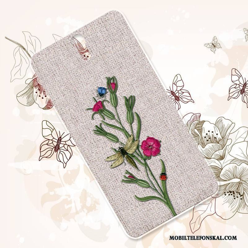 Sony Xperia C5 Ultra Dual Lyxiga Broderi Skal Telefon Blommor Retro Hård Svart