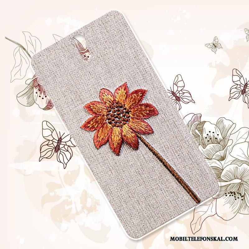 Sony Xperia C5 Ultra Dual Lyxiga Broderi Skal Telefon Blommor Retro Hård Svart