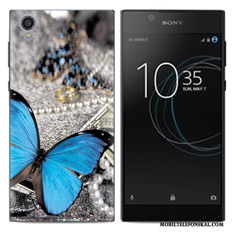 Sony Xperia L1 Skal Telefon Pu Slim Skydd Blå Mobil Telefon Tecknat