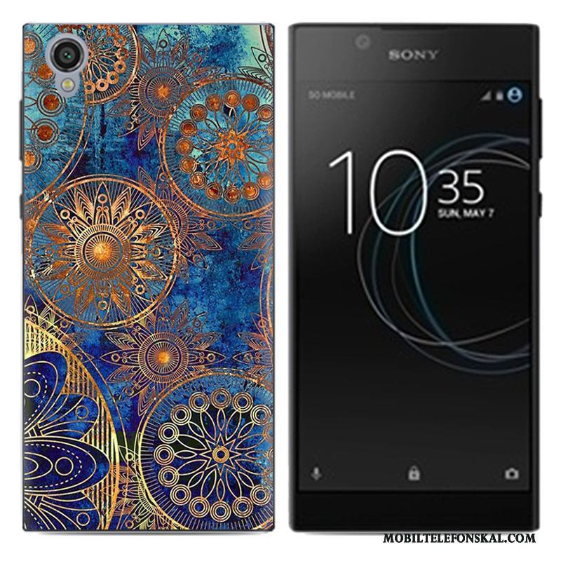 Sony Xperia L1 Skal Telefon Pu Slim Skydd Blå Mobil Telefon Tecknat