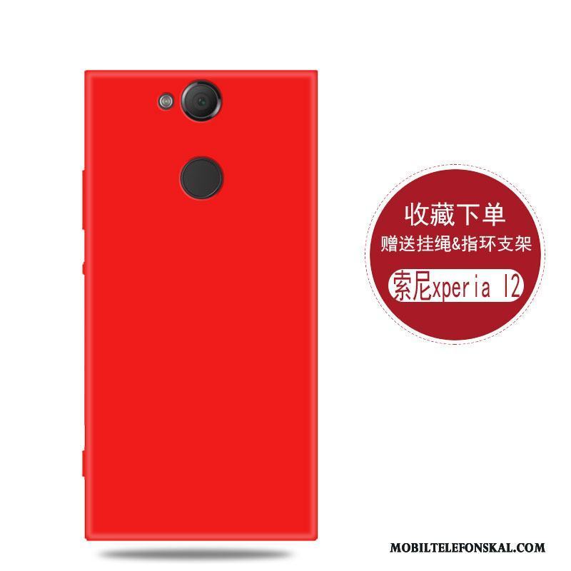 Sony Xperia L2 Nubuck Mjuk Enkel Skal Telefon Personlighet Röd Skydd