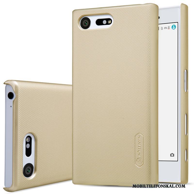 Sony Xperia X Compact Mobil Telefon Nubuck Svart Guld Skal Telefon Fodral Hård