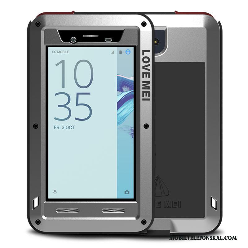 Sony Xperia X Compact Skal Skydd Metall All Inclusive Fallskydd Tre Försvar Mobil Telefon Silver
