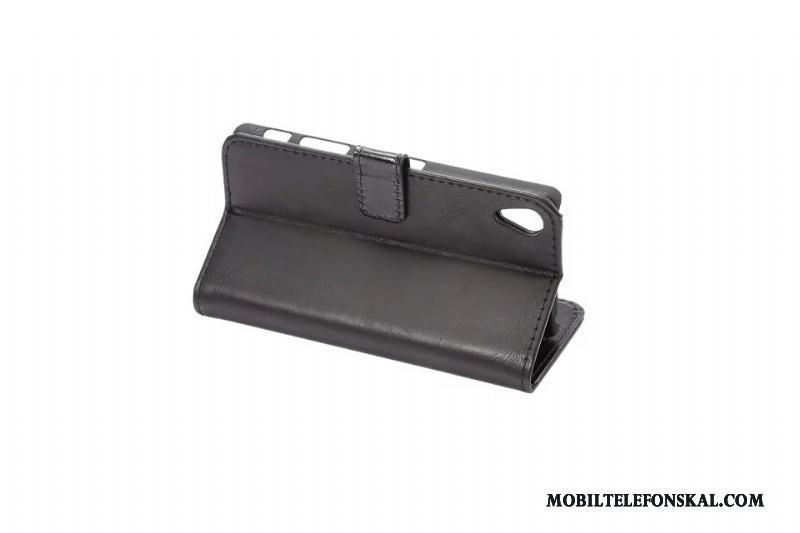 Sony Xperia X Mobil Telefon Täcka Skal Telefon Läderfodral Skydd Brun Kort