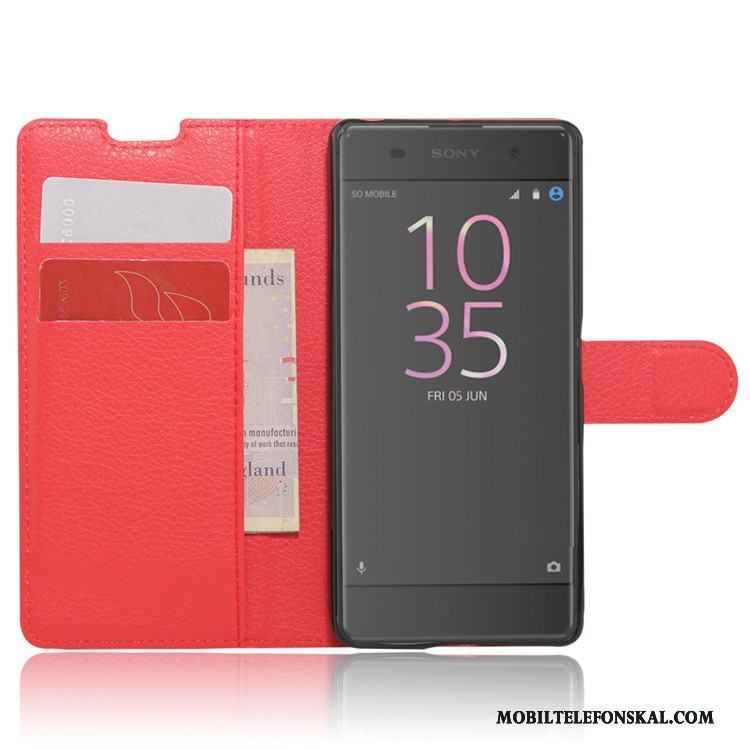 Sony Xperia Xa Kort Skal Läderfodral Röd Skydd Mobil Telefon Telefon