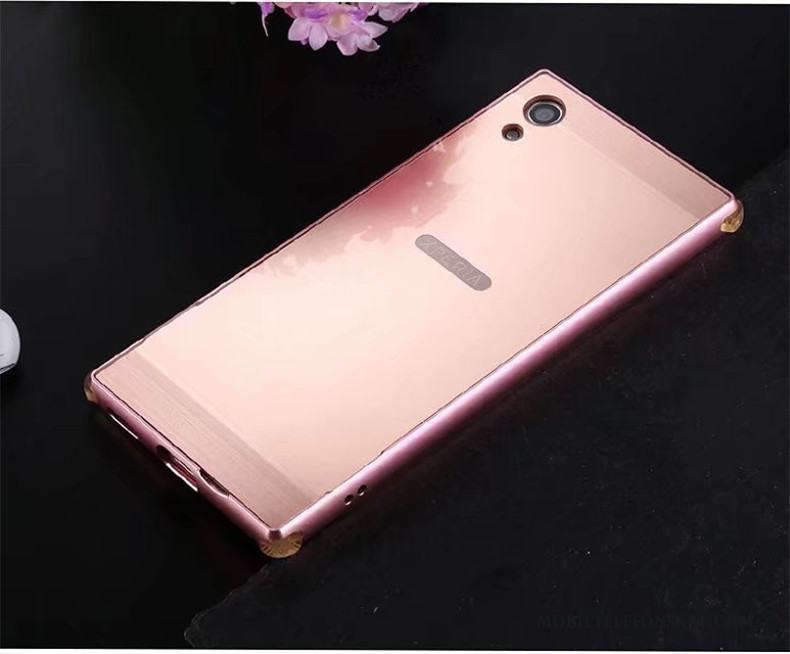 Sony Xperia Xa Skal Telefon Fodral Frame Bakre Omslag Metall Rosa Guld Skydd