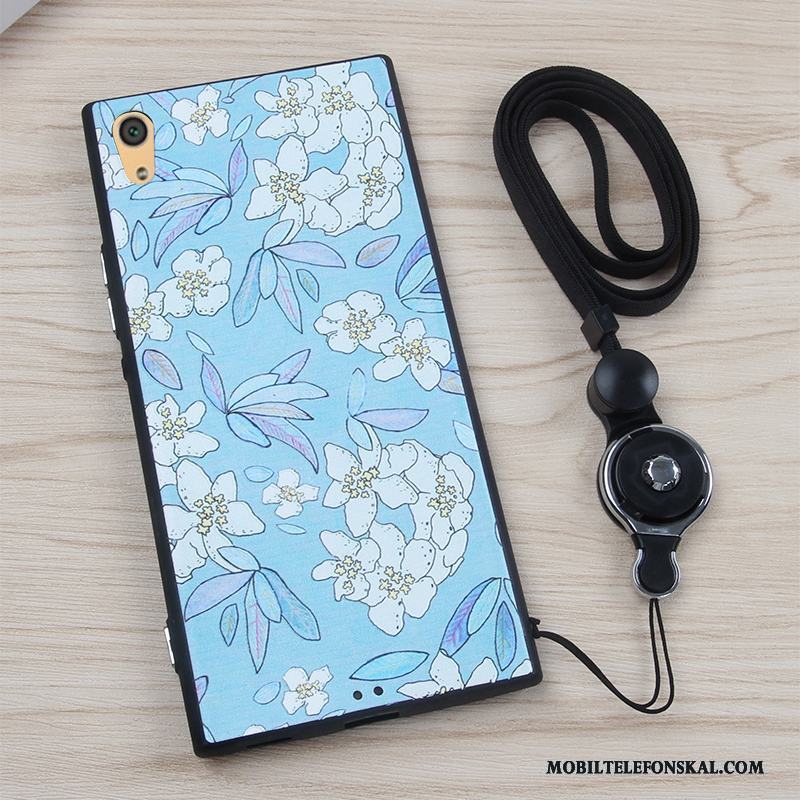 Sony Xperia Xa1 Fallskydd Fodral Hängsmycken Rosa Silikon Skal Telefon Blommor