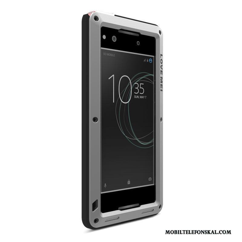 Sony Xperia Xa1 Fallskydd Fodral Metall Blå Tre Försvar Skal Telefon