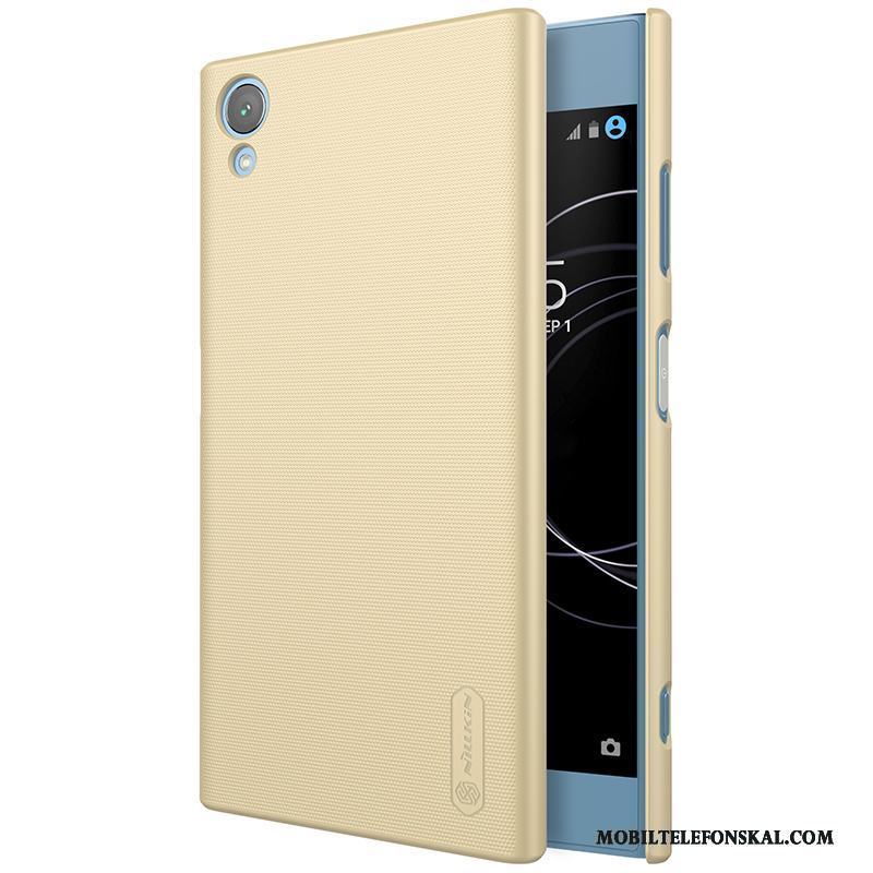 Sony Xperia Xa1 Plus Fodral Skal Telefon Röd Skydd Fallskydd Guld Nubuck