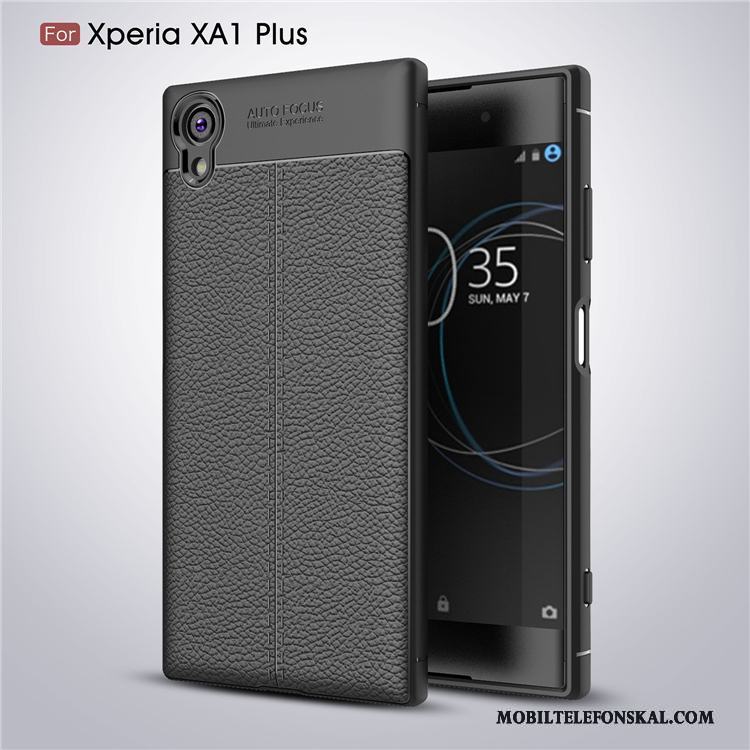 Sony Xperia Xa1 Plus Nubuck Fallskydd Mjuk Läder Skal Telefon Mönster Silikon