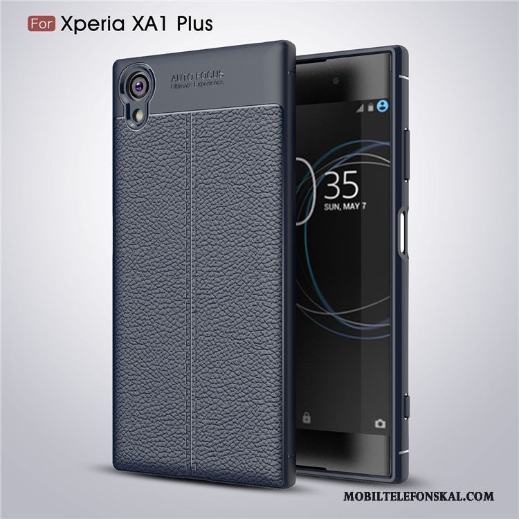 Sony Xperia Xa1 Plus Nubuck Fallskydd Mjuk Läder Skal Telefon Mönster Silikon