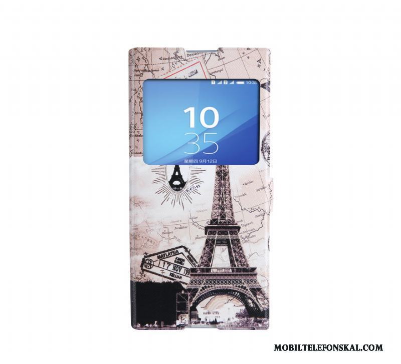 Sony Xperia Xa1 Ultra Tecknat Täcka Fodral Skal Telefon Skydd Öppna Fönstret Blå