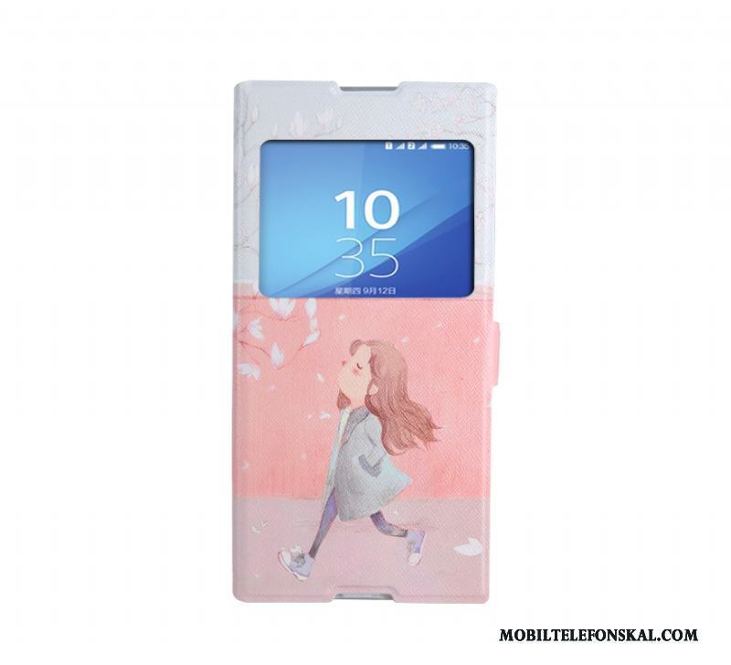 Sony Xperia Xa1 Ultra Tecknat Täcka Fodral Skal Telefon Skydd Öppna Fönstret Blå