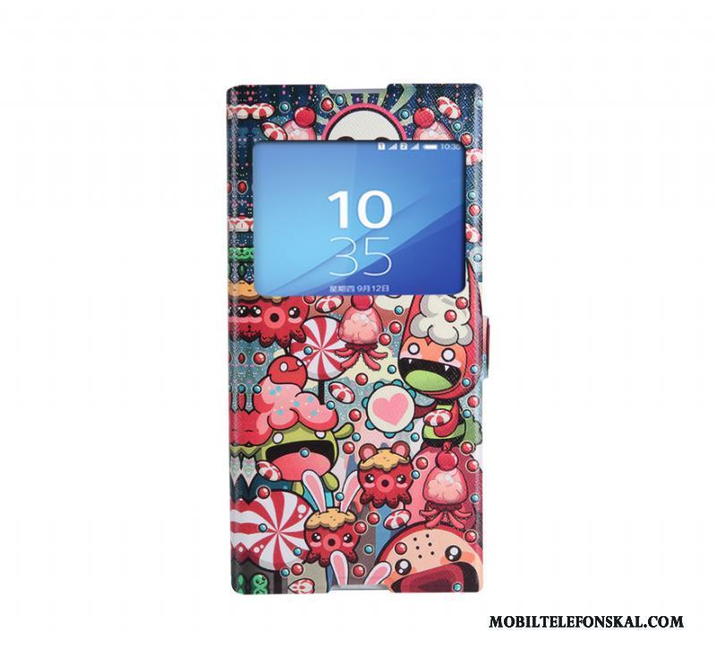 Sony Xperia Xa1 Ultra Tecknat Täcka Fodral Skal Telefon Skydd Öppna Fönstret Blå