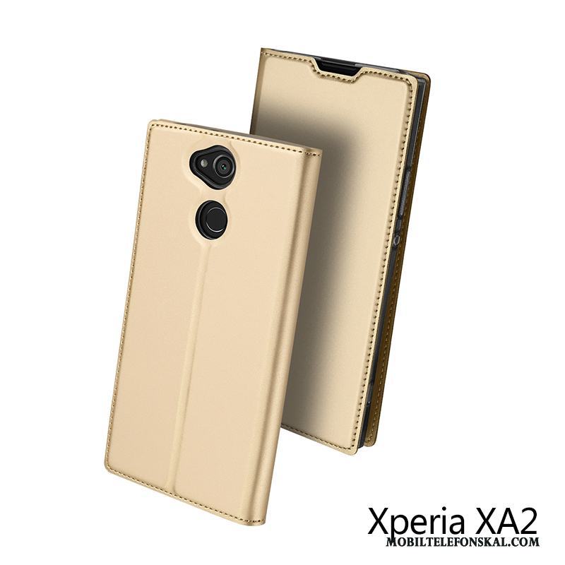 Sony Xperia Xa2 Rosa Guld All Inclusive Läderfodral Skal Fallskydd Mobil Telefon Kort