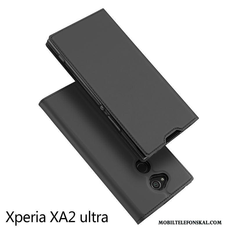 Sony Xperia Xa2 Ultra All Inclusive Skal Trend Läderfodral Fallskydd Guld Kort